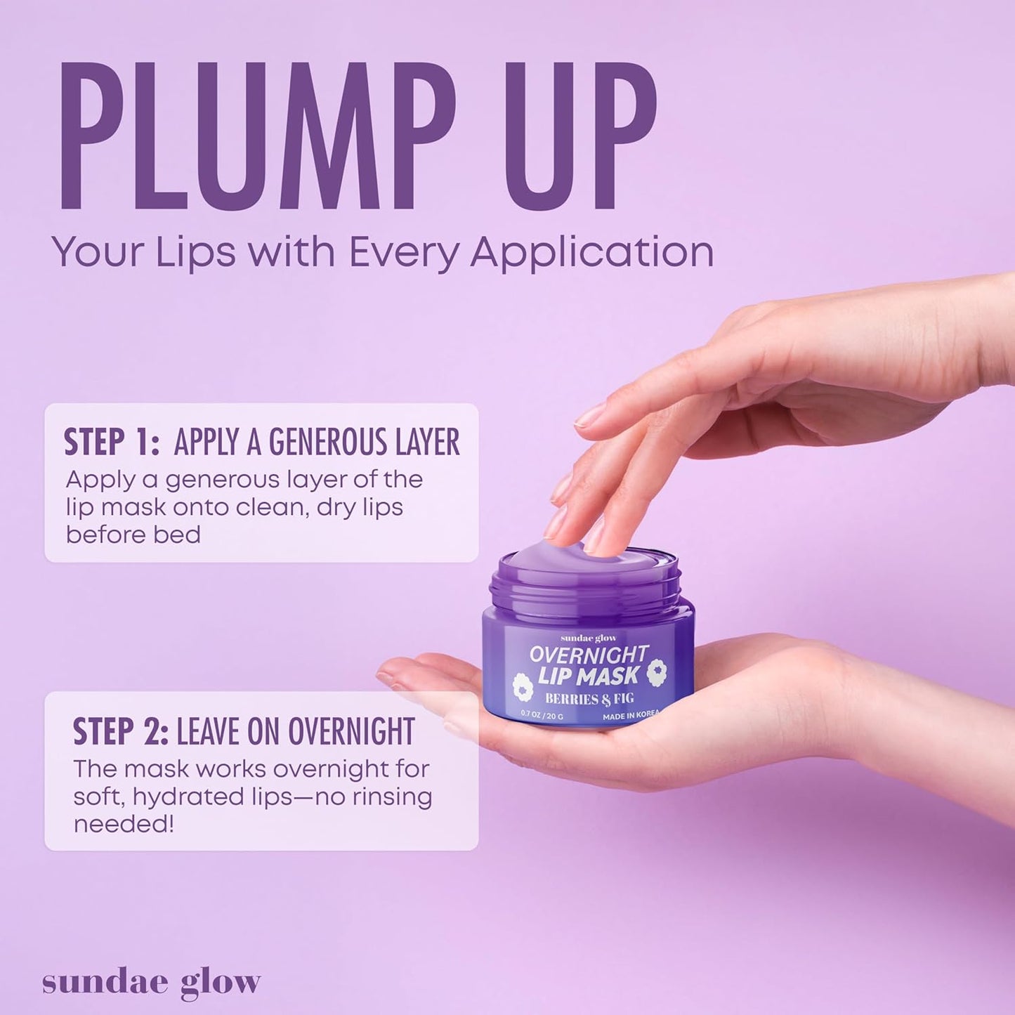 Lip Mask with Berries & Fig – Overnight Lip Repair, Intense Hydration & Smoothing – Dermatologist Tested, Korean Lip Care – Vegan, Clean Beauty, 95% Natural – 1 Pack