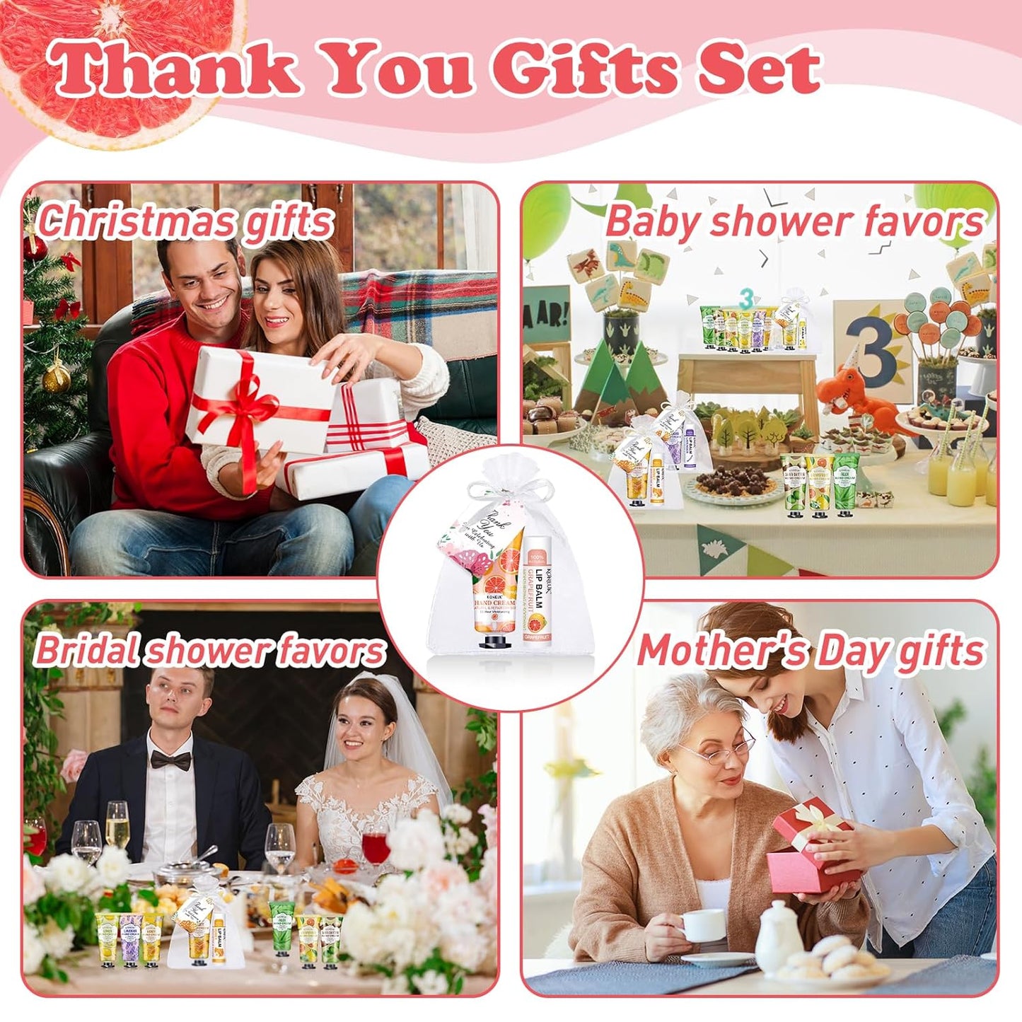 60 Pack Hand Cream Bulk and Lip Balm Bulk Sets, Bridal Shower Gifts, Bridesmaid Gifts and Baby Shower Party Favors for Guests, Employee Appreciation Gifts, Birthday Gifts and Small Gifts for Women