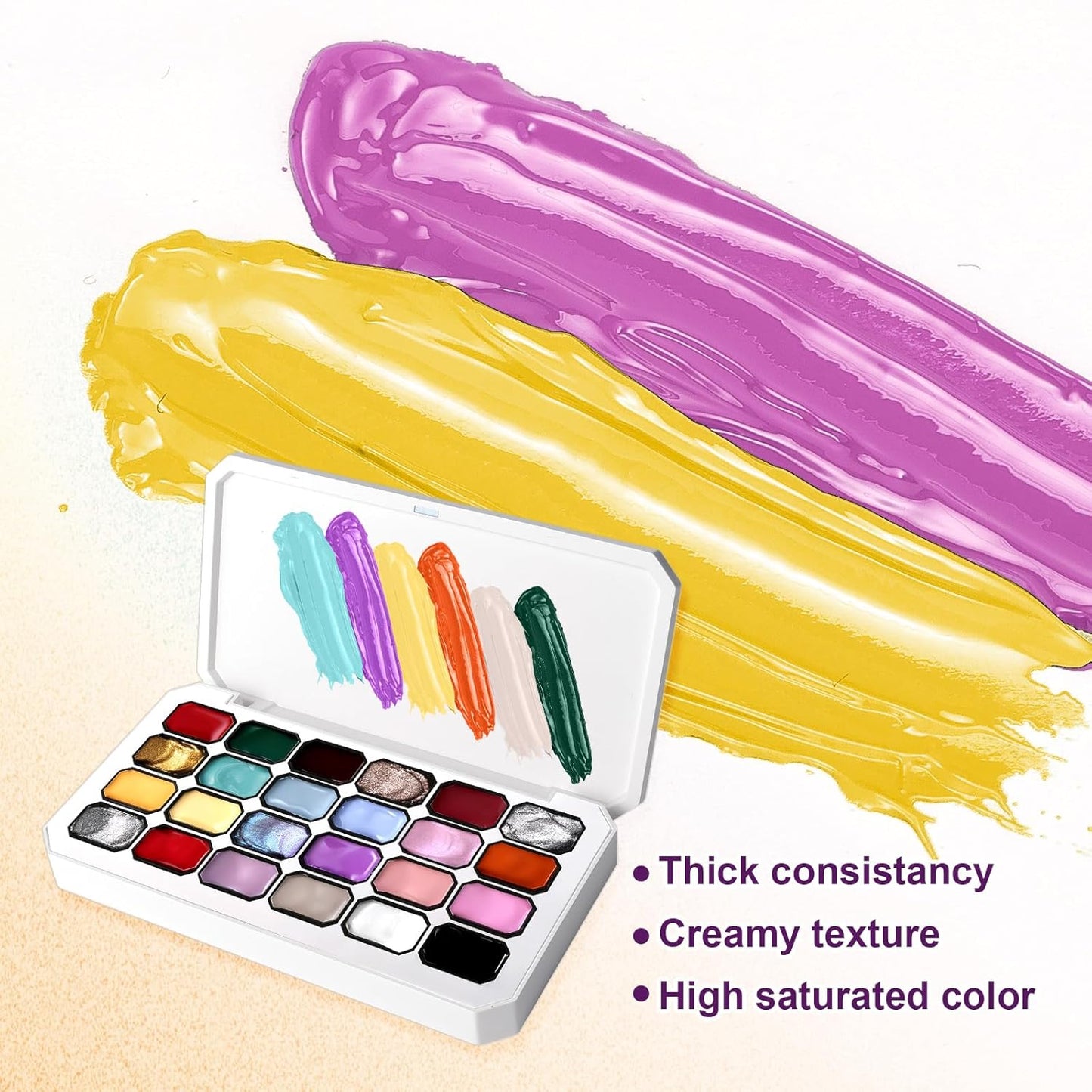 Gradient Painting Gel, 24 Gliter Colors Ombre Gel Nail Polish for Pigment Pat Silver&Gold Aura Nails, French Manicure DIY Nail Art Long-lasting No-wipe Palette C