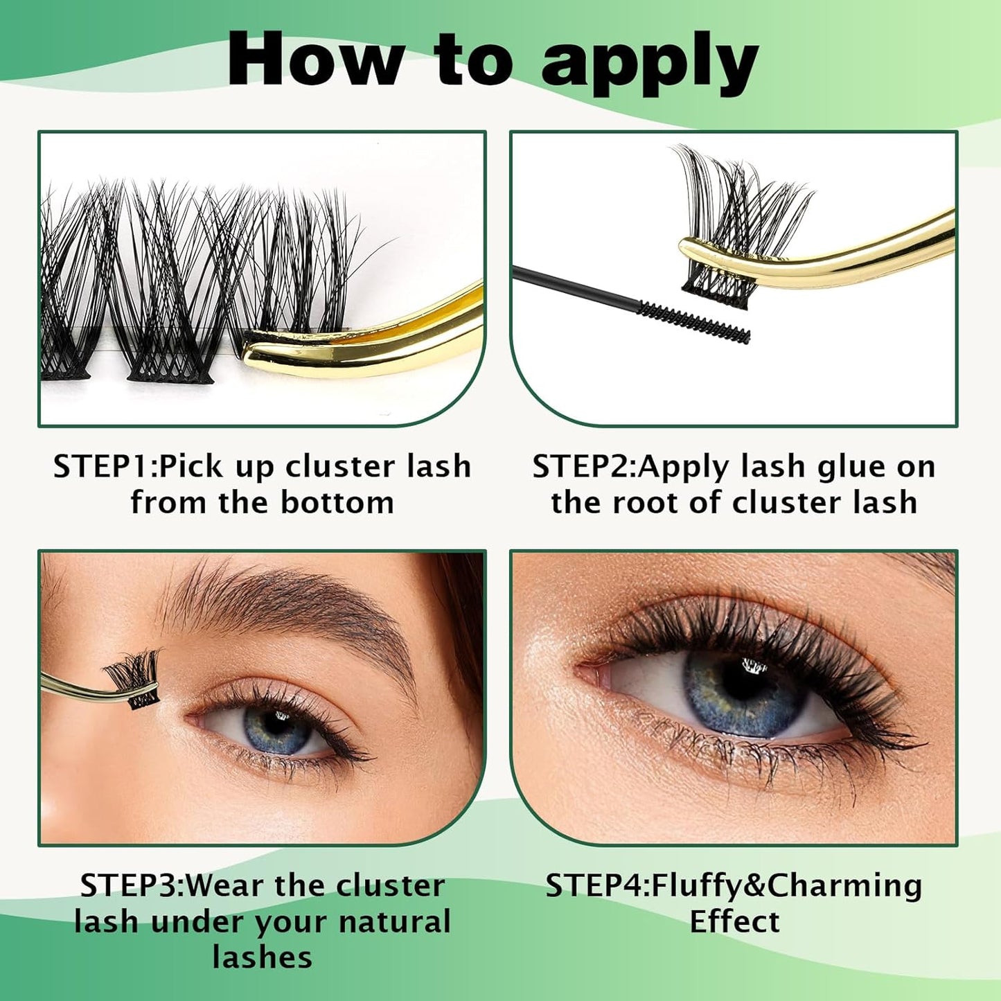 Lash Clusters 96pcs Individual Lashes Y01 C Curl 10mm Eyelash Clusters KEYYOU Volume Wispy Lash Extension Soft&Comfortable Easy DIY at Home(Y01 C-10mm)