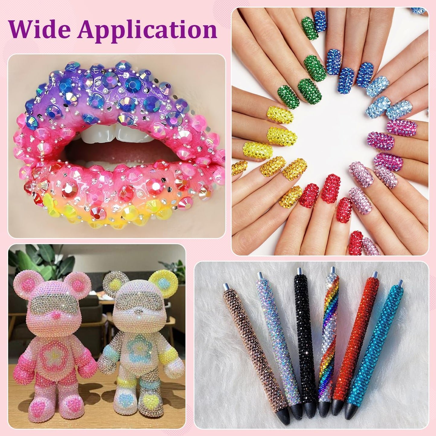 30000Pcs Resin Rhinestones for Bedazzling with Tweezers, Lavender Purple AB Rhinestones for Crafting with B7000 Jewelry Glue for DIY Crafts Clothing Tumblers Shoes Fabric Nail Art