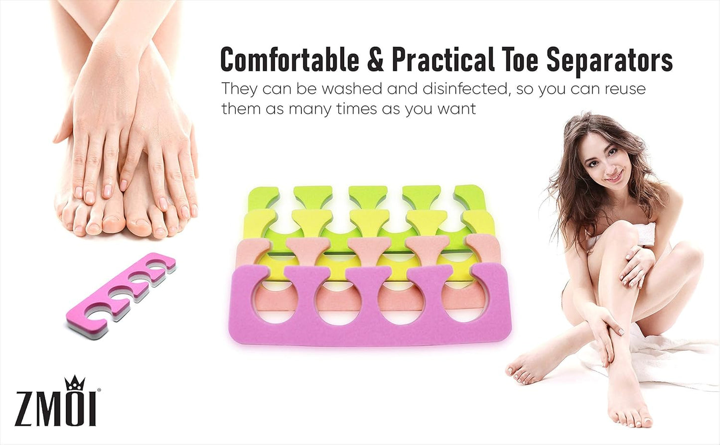 Toe Separators Set - 24 Pieces Premium Pedicure Tool Kit Super Soft & Durable Two Tone ZMOI