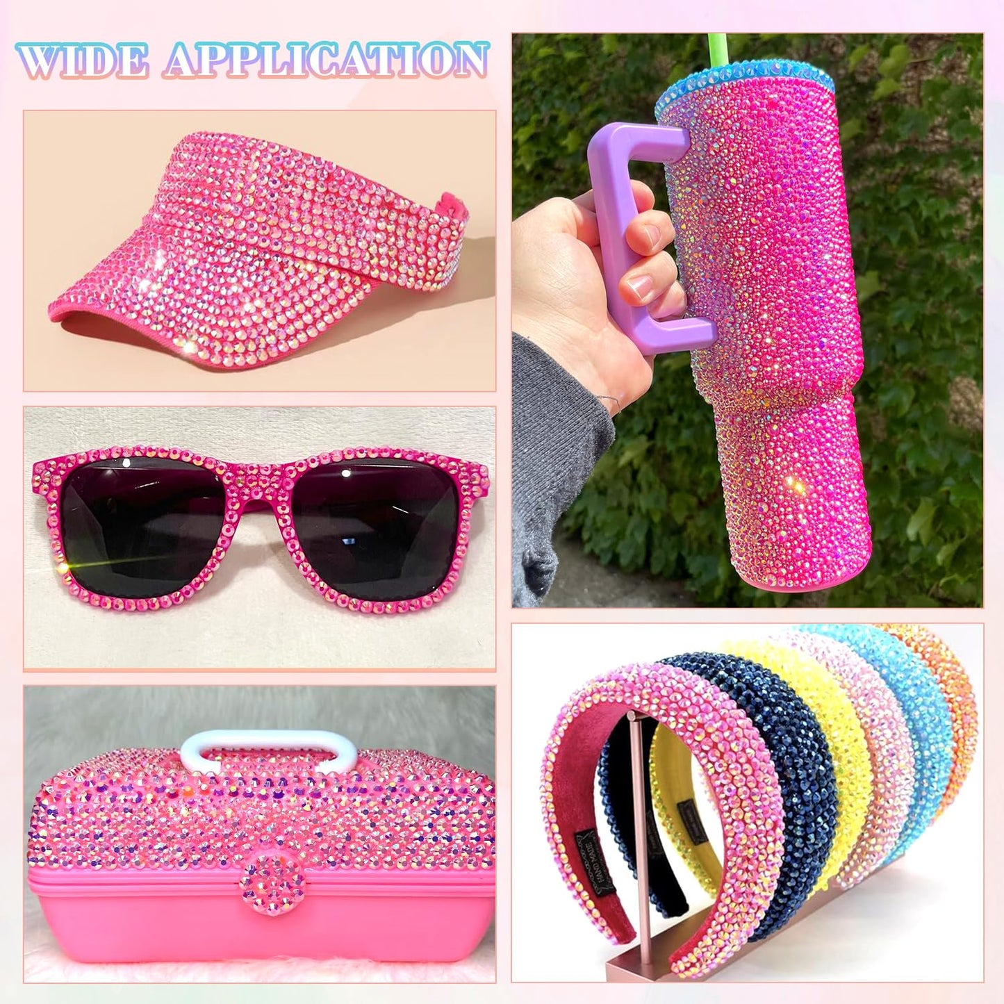 30000Pcs Resin Hot Pink AB Rhinestones for Bedazzling Crafting with b7000 Jewelry Glue, Bulk Flatback Gems Bedazzler Kit for Crafts Clothes Shoes Fabric Nail Diamond Art, Assorted Size 2/3/4/5/6mm