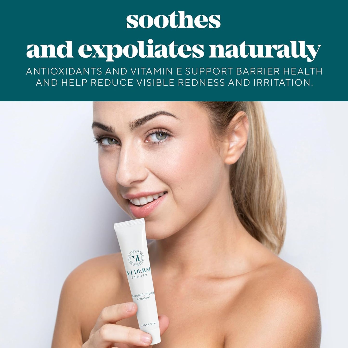 VI Derm Hydrating Gentle Purifying Cleanser – Face Wash with Aloe Vera, Antioxidants, and Willow Bark, Travel Size Mini Facial Cleanser for Makeup Removal and Sensitive Skin – 0.75 Fl Oz / 22 mL