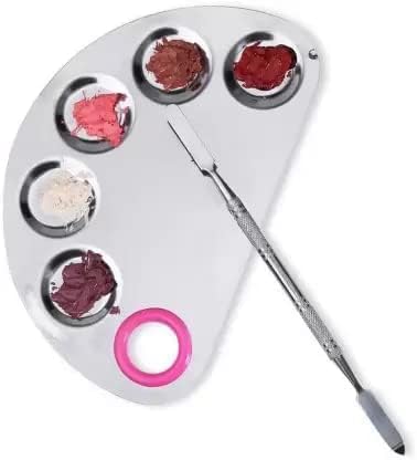 Stainless Steel Colour Professional 5 Paint Wells Palettes with Lid (Set of 1, Silver)