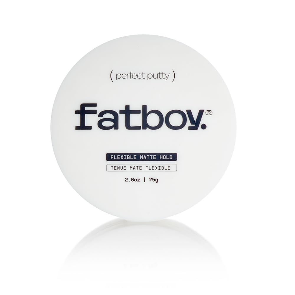 Fatboy Hair Perfect Putty, Styling Kaolin Clay Putty, Medium Hold for Volume & Texture, Matte Finish, Hair Care for All Hair Types, Flexible Lightweight Formula, Paraben Free, Color Safe, 2.6 Oz