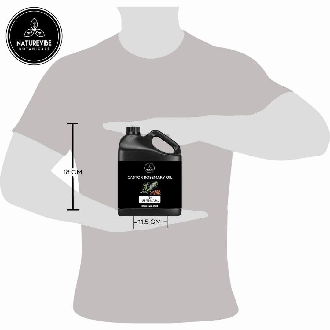 Naturevibe Botanicals Castor Rosemary Oil 32 Ounces | 100% Pure and Natural | Great for Skin Care and Hair Care