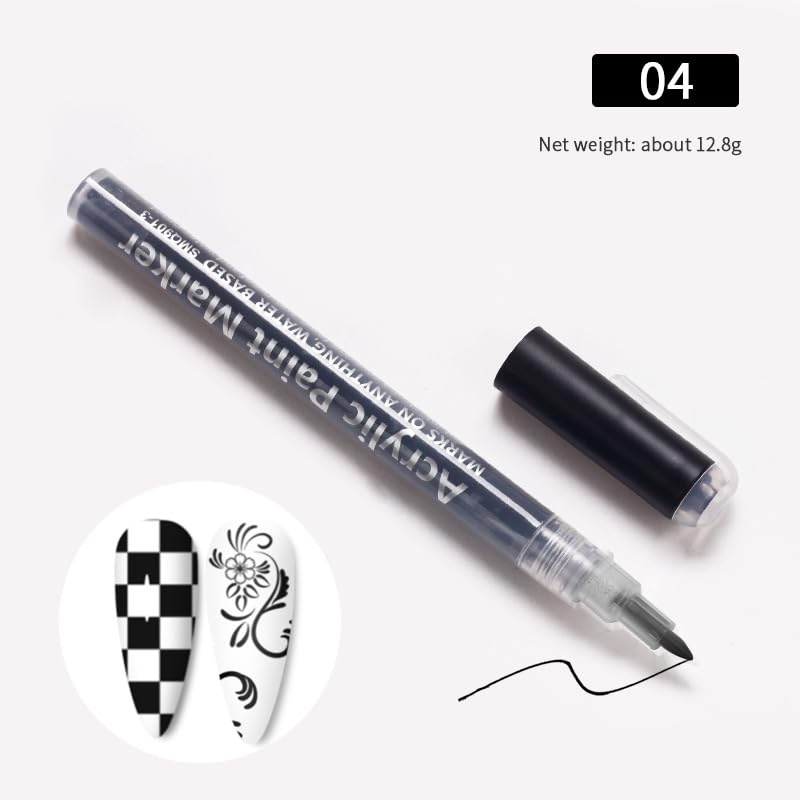 Nail Polish Pens Quick Dry, 1 PCS Nail Art Pen, Nail Art Markers, Acrylic Paint Pens, Nail Pencil, DIY Drawing Painting Liner Pen, Nail Design for Nails DIY French Manicure (Black)