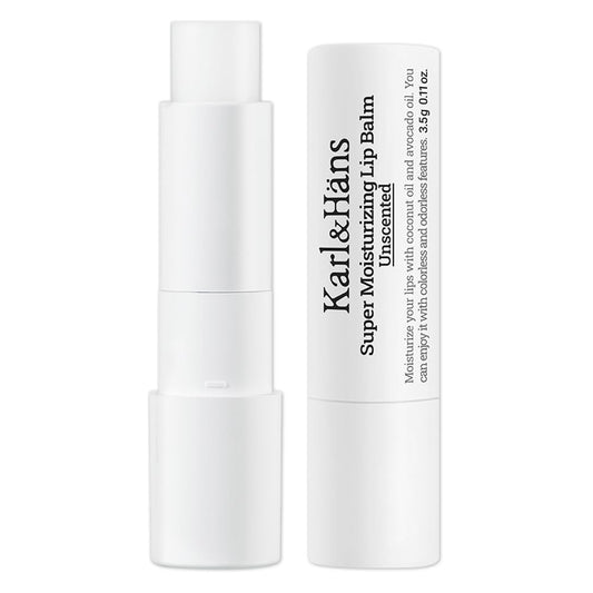 Karl&Hans Super Moisturizing Lip Balm - Unscented with Coconut & Avocado Oil for Lip Repair and Care, Soothes and Hydrates Dry Lips with Natural and Nourishing Formula - 1 Count