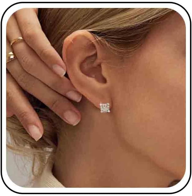 Vintage Crystal Square Earrings Rhinestone Square Stud Earrings Gold Cz Square Earrings Geometric Square Earrings Jewelry for Women