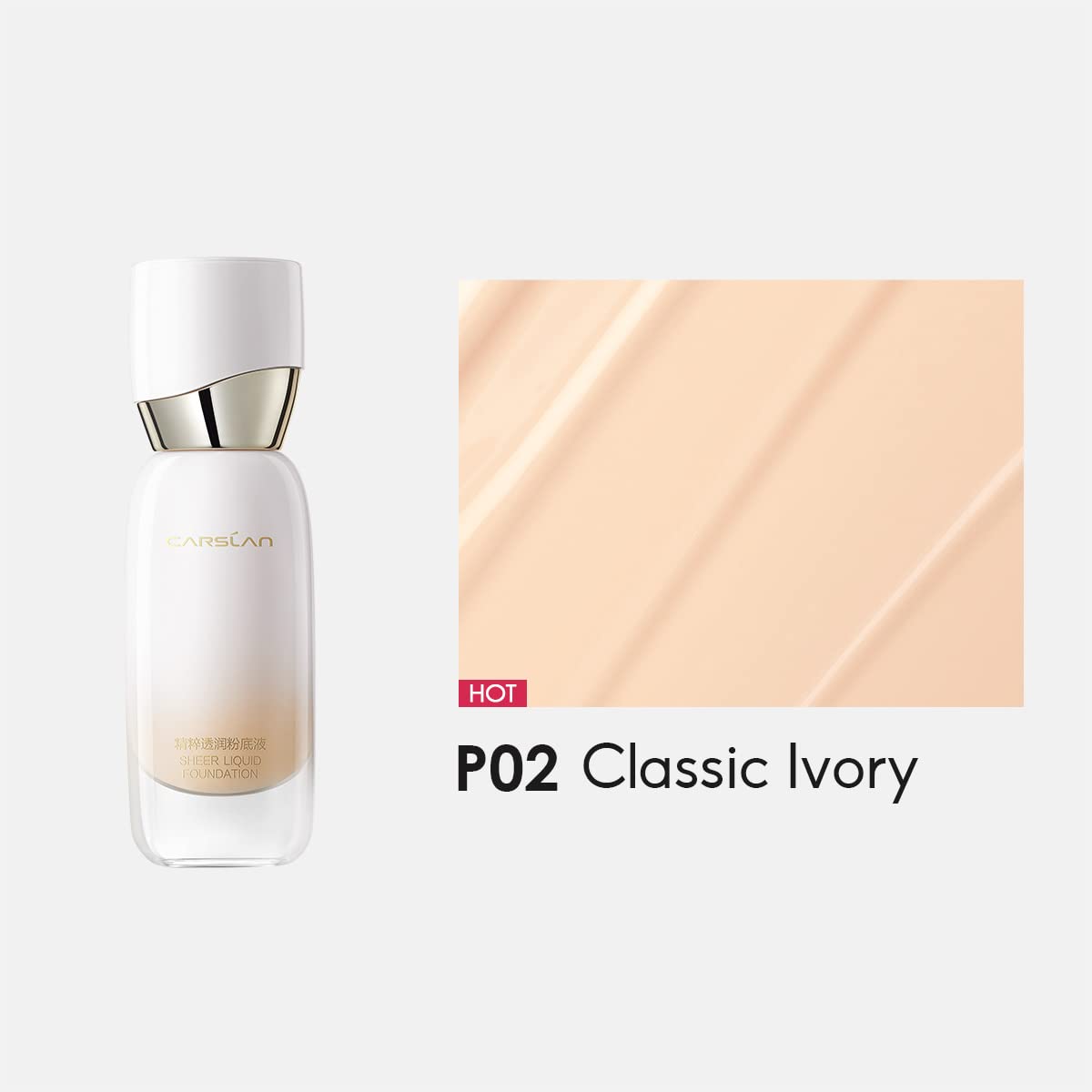 Sheer Liquid Foundation With Hydrating Serum, 24H Long-Lasting Moisturization, Medium Full Coverage, Anti-Aging, Build Dewy Health Skin, P02 Classic Ivory, 1 FlOz