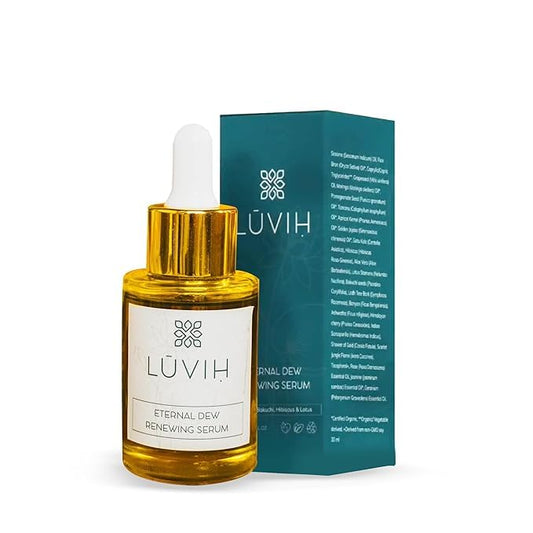 Anti-Aging Face Serum with Vitamin A, B, C & Bakuchiol – LUVIH Eternal Dew Hydrating & Plumping Treatment with Gotu Kola, Hibiscus & Lotus – For Wrinkles, Fine Lines & Mature Skin – 30 mL
