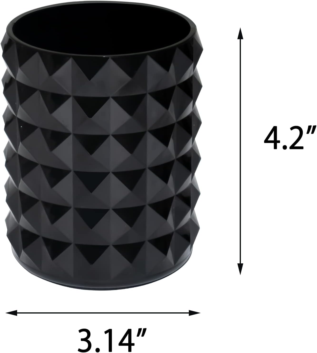 Acrylic Makeup Brush Holder Organizer, Black Pencil Pen Holder, Crystal Cosmetics Brushes Cup Storage Solution, Round