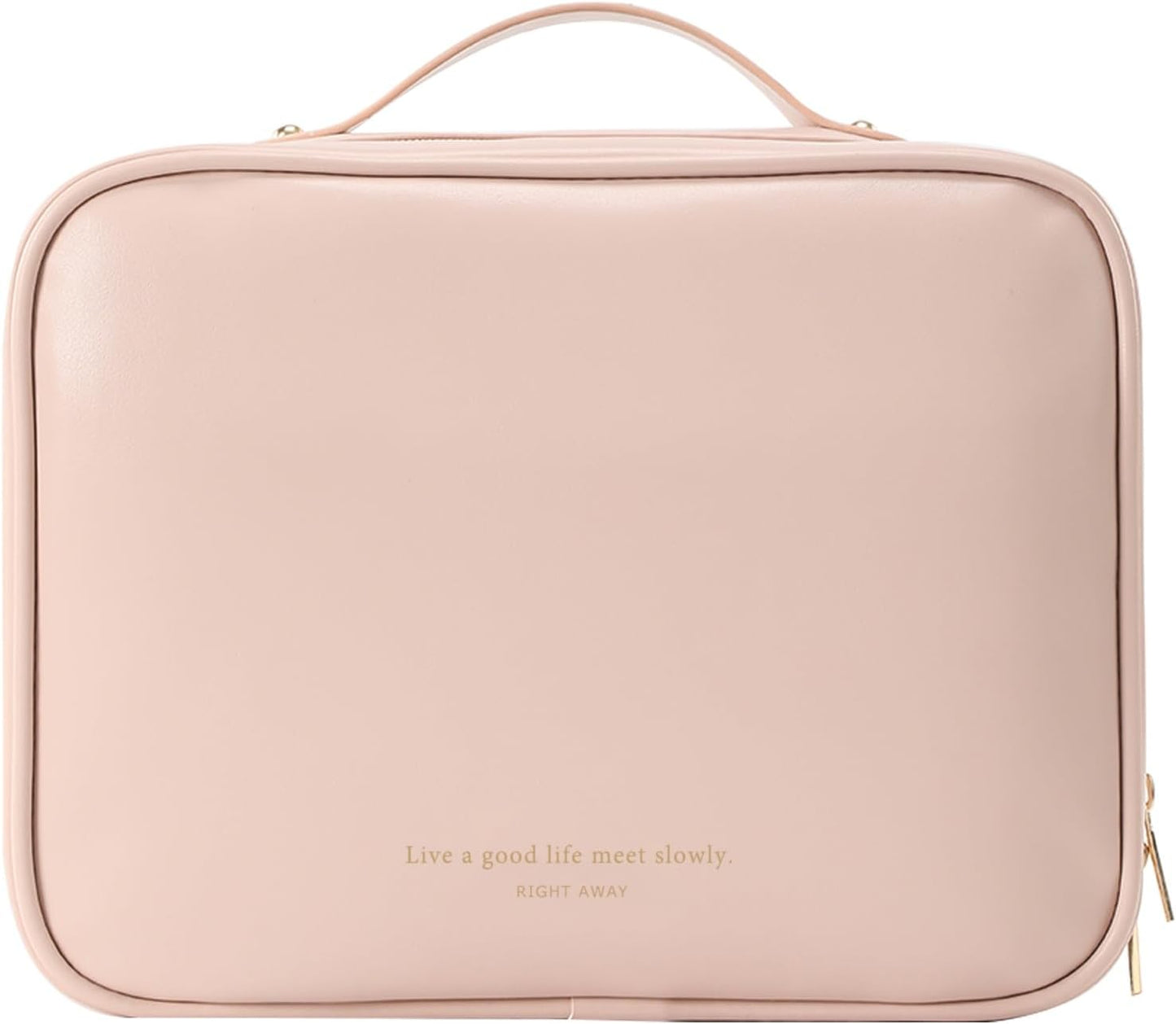 RIGHT AWAY Travel Toiletry Bag for Women, Makeup Bag& Cases, Waterproof Makeup Organizer Cosmetic Bag with Compartments,Portable Make Up Bag for Travel Size Toiletries,Skincare,Brushes Set,Pink