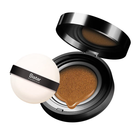 Sistar Skin Perfecting BB Cushion Full Coverage Long Lasting Natural Glow Foundation On The Go Case With Mirror (Medium)