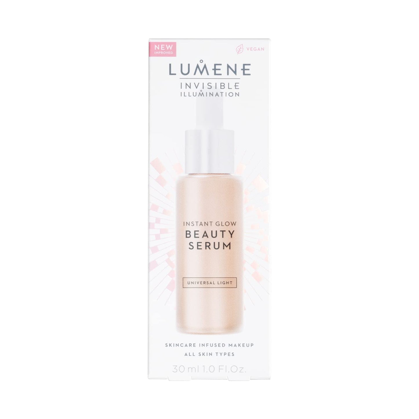 Lumene Invisible Illumination Instant Beauty Glow Serum - Sheer-Coverage Face Makeup + Brightening Serum - Infused with Nordic Algae and Vitamin E for Instant Radiance - Universal Light (30ml)