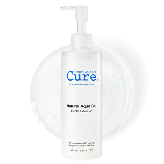 Cure by Toyo | Aqua Gel Gentle Exfoliator | Clear and Softer Skin | Non-Abrasive Face and Body Cleanser | Sensitive Skin | Big Size 8.82oz