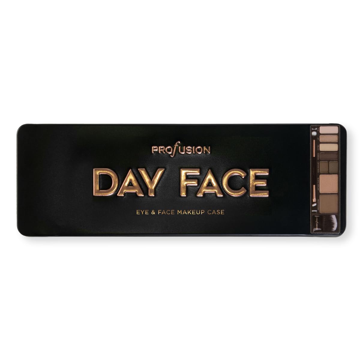 Profusion Cosmetics Day Face Pro Makeup Case - 8 Shades Palette with Brushes for Perfect Daytime Looks