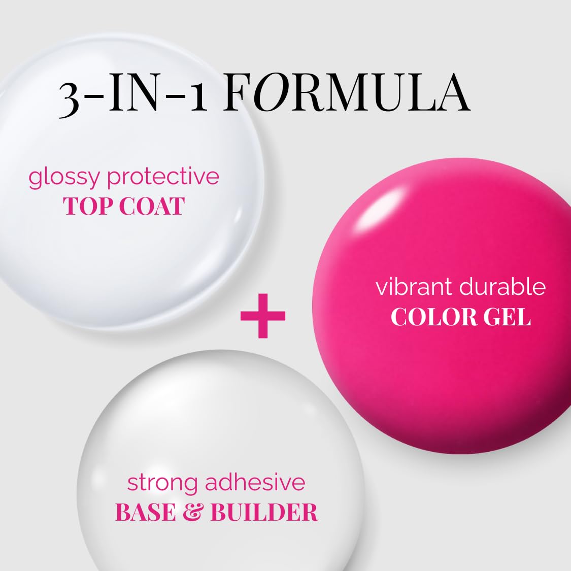 NAILOG One Step Hot Pink Gel Nail Polish 12ml Top Coat Color Gel Base 3-In-1 Formula Soak Off UV Gel Polish for Home DIY & Gifting | Fuchusia