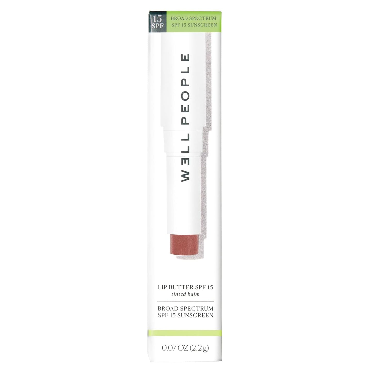 Well People Lip Butter SPF 15 Tinted Balm, Hydrating Lip Balm For Sun Protection & A Hint Of Color, Infused With Zinc, Vegan & Cruelty-free, Peach