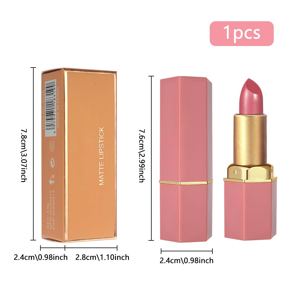 Coral Pink Metallic Lipstick for Women,Lightweight Shimmer Frosted Lipstick,Glitter Lip Gloss Stain Long Lasting Waterproof Smudge Proof 24 Hour Full Coverage Lip Makeup,Vegan
