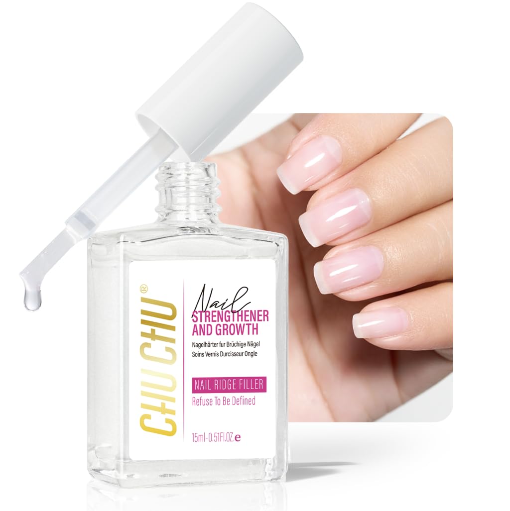 CHUCHU Nail Strengthener Base Coat: Quick Dry Protein Clear Hardener Polish - Repair Ridge Filler for Women Men Beginners Home Salon Gift - 15ML
