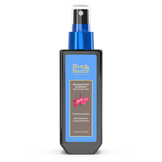 Blue Nectar Hair Growth Serum with Rosemary Oil for Hair Growth | Ayurvedic Hair Tonic Spray (8 Herbs, 3.38 Fl Oz)
