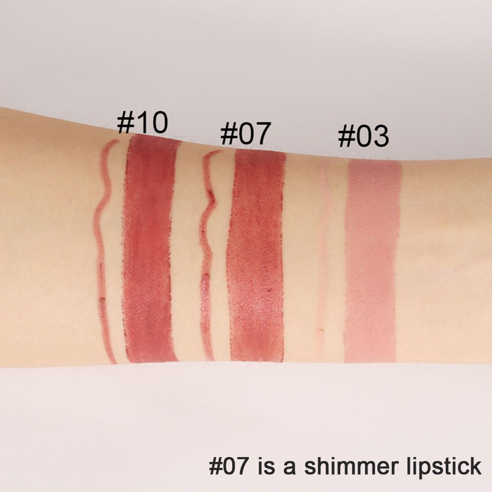 Kaely 2-in-1 Rose Gold Metallic Lip Liner & Lipstick Set Kit for Women, Lips Kit with Lip Liner Lip Stains Long Lasting Waterproof 24 Hour Lipstick and Lip Liners Combo Lipliners Pencil Set 07