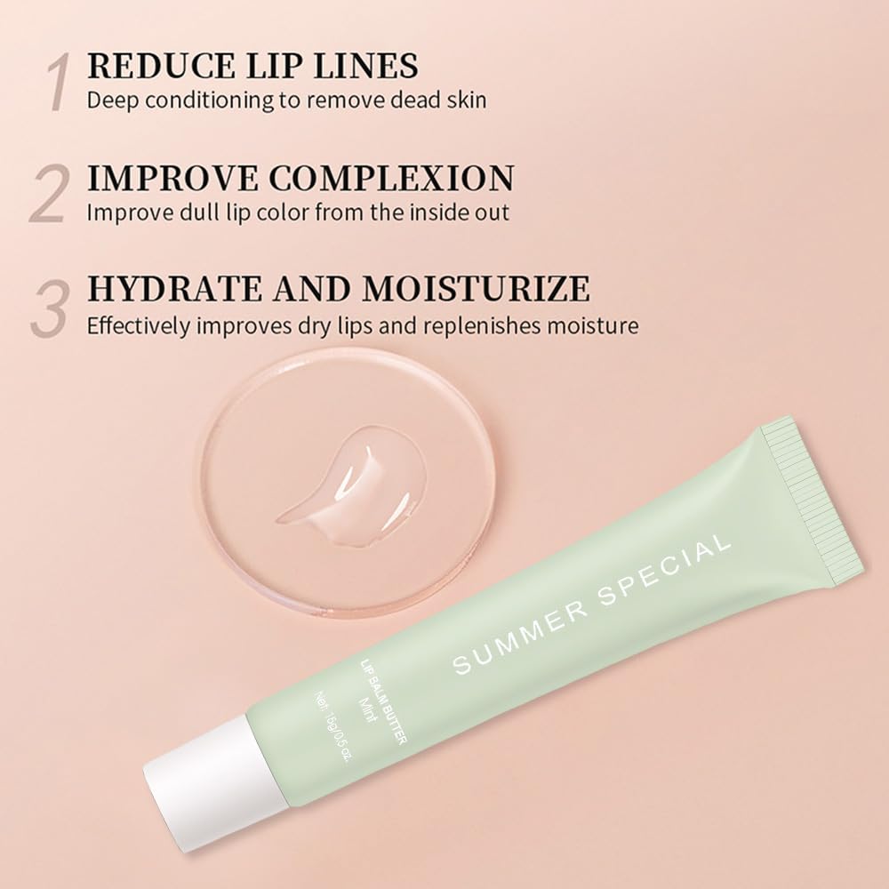 Summer Ultra-Hydrating Lip Butter Balm – Natural Vegan Lip Balm for Instant Moisture, Shine & Hydration – Sheer-Tinted, Soothes & Softens Dry Lips, Bálsamo labial hidratante #2 Mint 0.5 Fl Oz