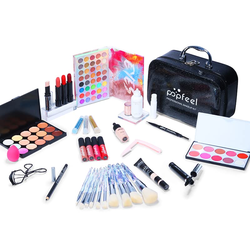Professional All In One Makeup set, Cosmetic, Makeup kits for teenagers 14-16, Makeup kit for women full kit, Include Eyeshadow Palette Lipstick Eyebrow Pencil Brush(34pcs)