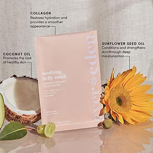 Evereden Soothing Belly Mask - 4 Belly Masks for Pregnant Women 1st & 2nd Trimester - Hydrating, Nourishing, & Soothing Pregnancy Skin Care Belly Masks - Clean & Vegan Pregnancy & Maternity Products