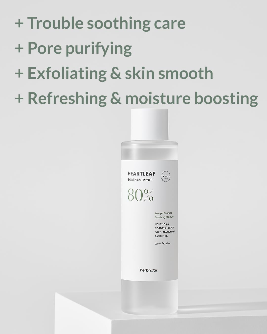 Heartleaf Soothing Moisture Toner - Low pH, 80% Heartleaf Extract, Enriched with Houttuynia Cordata & Green Tea, Clinically Tested, No Irritation - Ideal for Sensitive Skin, 6.76 f l. oz