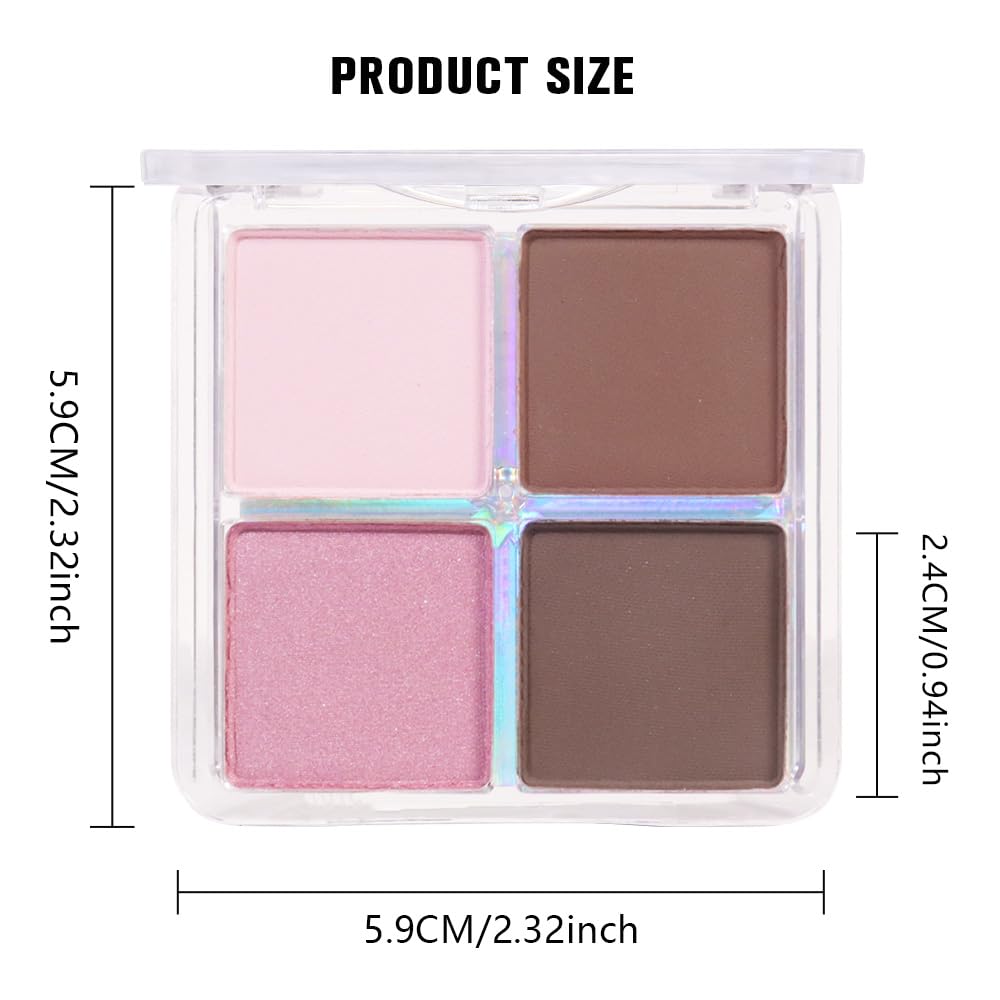 evpct Pink Powder Eyeshadow Quad Palette, Light Pink Rose Nude Chocolate Dark Brown Matte Glitter Shimmer Matte High Pigment Eye Shadow Palette Makeup for older Women, Smudge Proof Vegan Cruelty-free