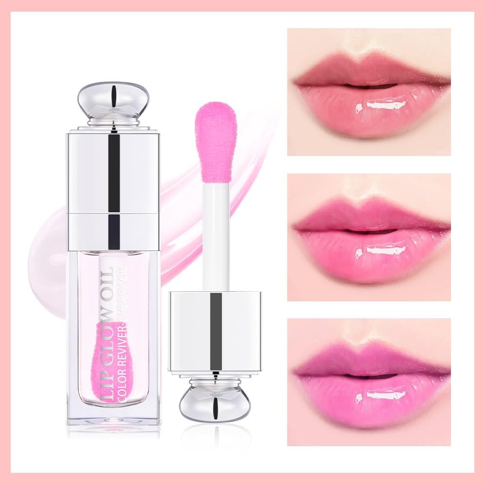 Hydrating Lip Glow Oil-Lip care oil- Lip Oil Tinted for Lip Care and Dry Lips-Prevents Dry Cracked-Non-sticky Big Brush Head-Lip Plumping -Lip Oil gloss tinted-008