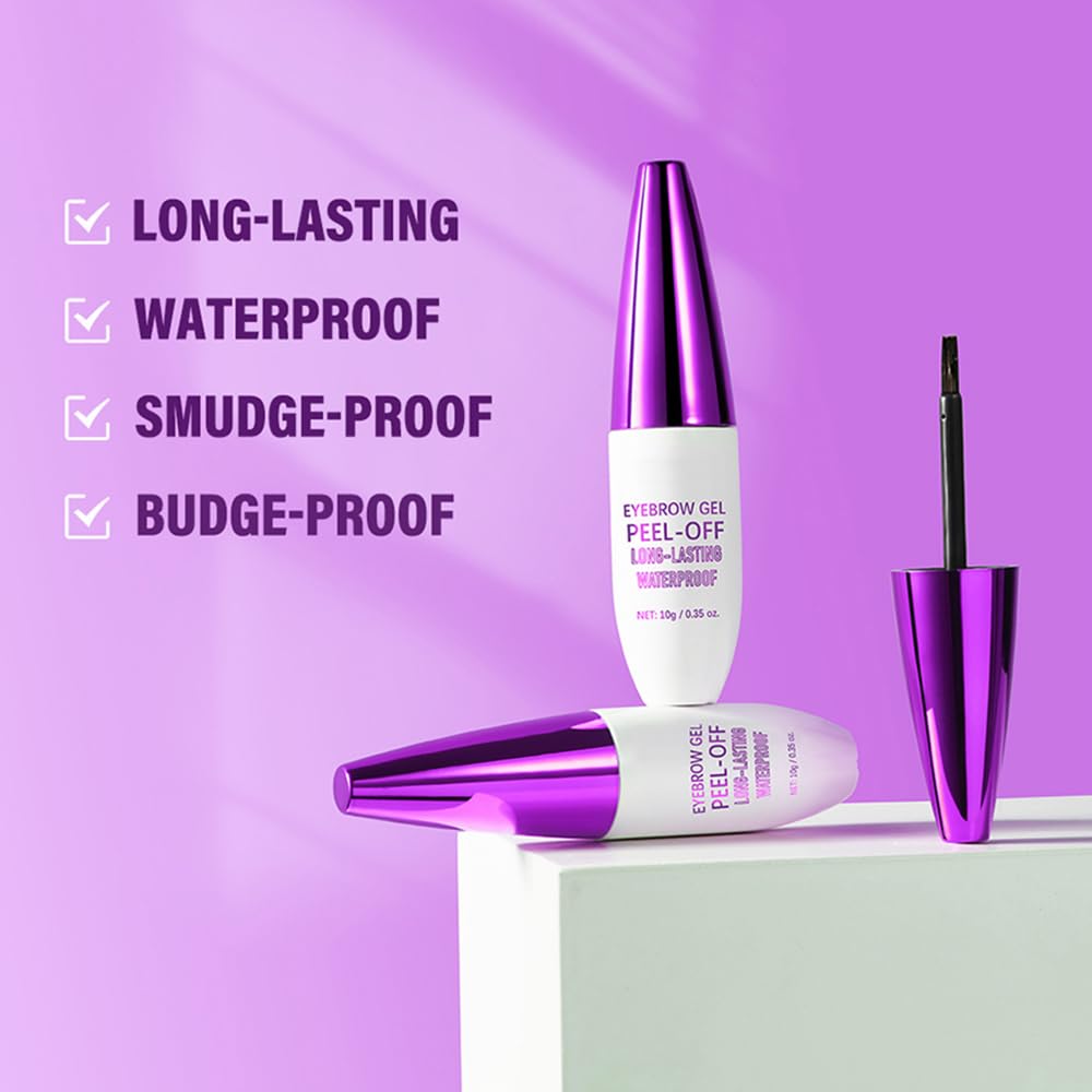 2Pcs Peel Off Eyebrow Tint Gel - Waterproof & Sweatproof All-Day Wear, Transfer-Resistant Tattoo Effect, All Skin Types + Mother’s Day Gift Set, 03#Light Brown