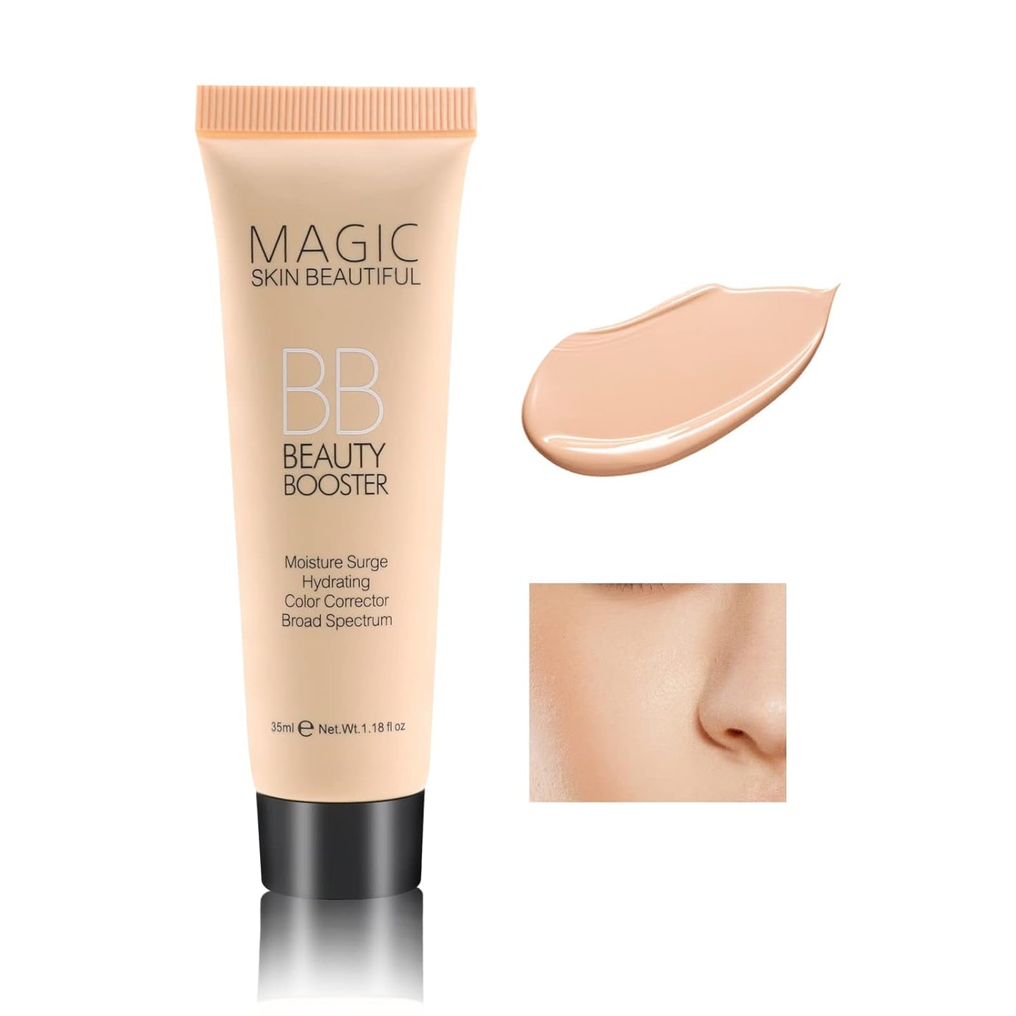 Boobeen Hydrating BB Cream, Full-Coverage Foundation & Concealer, Color Correcting Tinted Moisturizer for All Skin Types - Evens Skin Tone