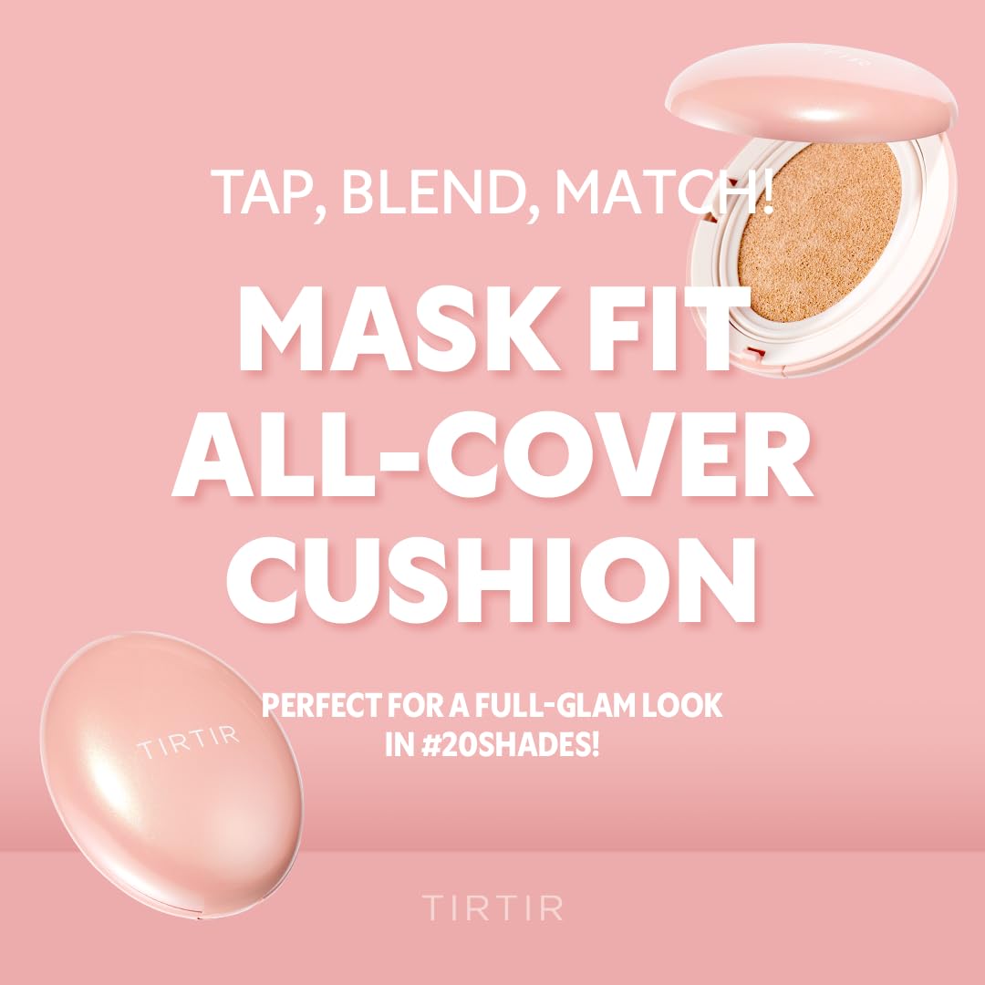 TIRTIR Mask Fit All Cover Pink Cushion Foundation | High coverage, Velvety Matte Finish, Lightweight, Flawless, Corrects Redness, Korean Cushion (#35N Walnut, Full Size, 0.63 Fl Oz)