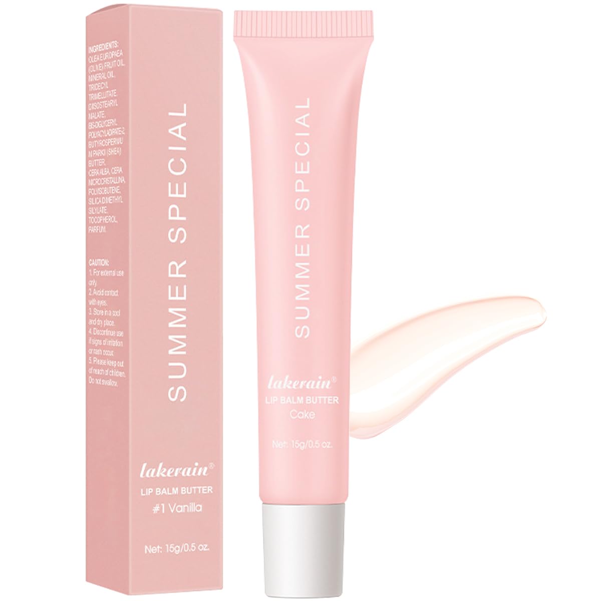 Summer Lip Butter Balm, Moisture and Hydration Lip Gloss, Long-lasting Hydrating Non-Sticky Lip Balm, Soften Dry Lips Lip Care (#Cake, 1Pcs)