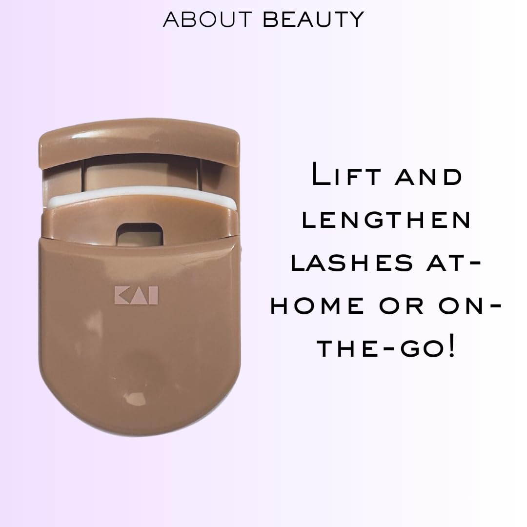 On-The-Go Compact Eyelash Curler, Includes 1 Replacement Pad, Portable Lash Curler Perfect for Travel Makeup, Ergonomic Design is Gentle on Lashes