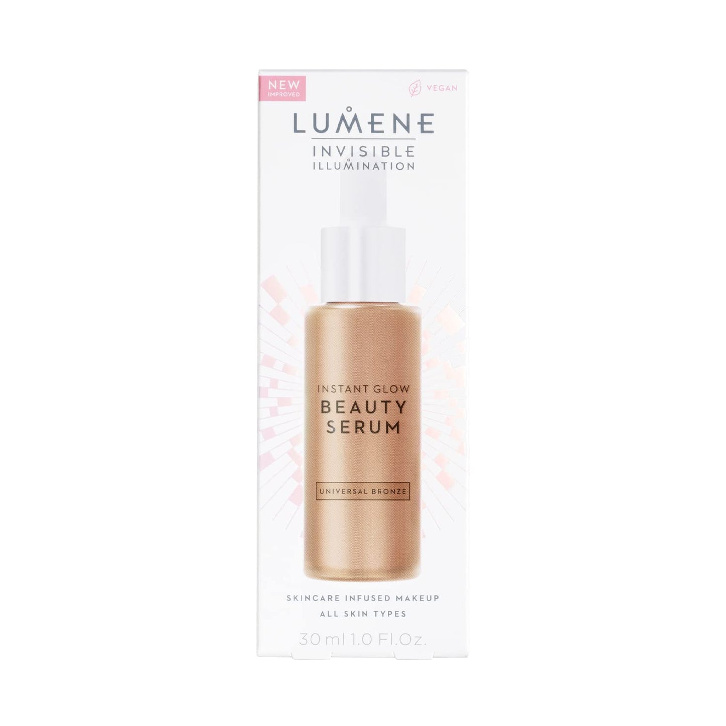 Lumene Invisible Illumination Instant Beauty Glow Serum - Sheer-Coverage Face Makeup + Brightening Serum - Infused with Nordic Algae and Vitamin E for Instant Radiance - Universal Bronze (30ml)