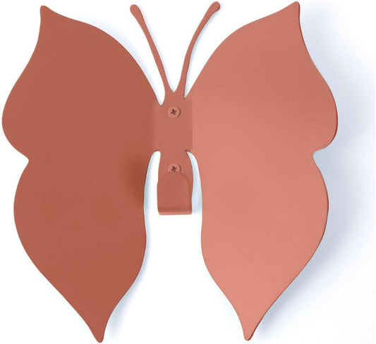 Butterfly 3D Blush Pink Butterfly Wall Hooks: Girl’s Bedroom Double-Hook Coat Rack Mount for Hanging Coat,Clothing,Backpacks,Purses,Jewelry,Towels, Girls Room DécorCut-Out Metal 2 Hangers