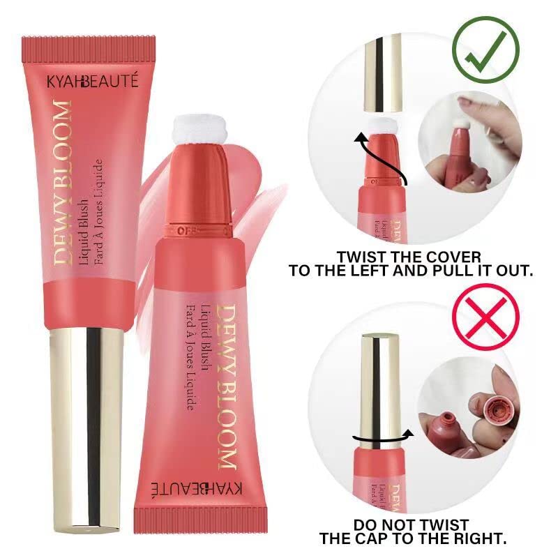 Blush Beauty Wand, Liquid Blush Contour Wand with Cushion Applicator, Smooth Cream Blush Wand Natural Matte Finish, Lightweight Blendable Blush Stick Makeup for Cheek,106 Peach Pink