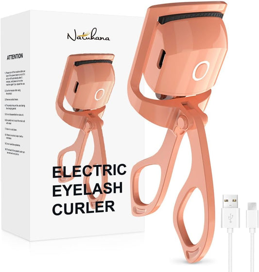 Heated Eyelash Curler with USB,Fast Heat up & 24H Long-Lasting,Rechargeable Electric Lash Curlers,Temperature Control,Safe Anti-Burn Quick Natural Curling Eye Lashes,Orange