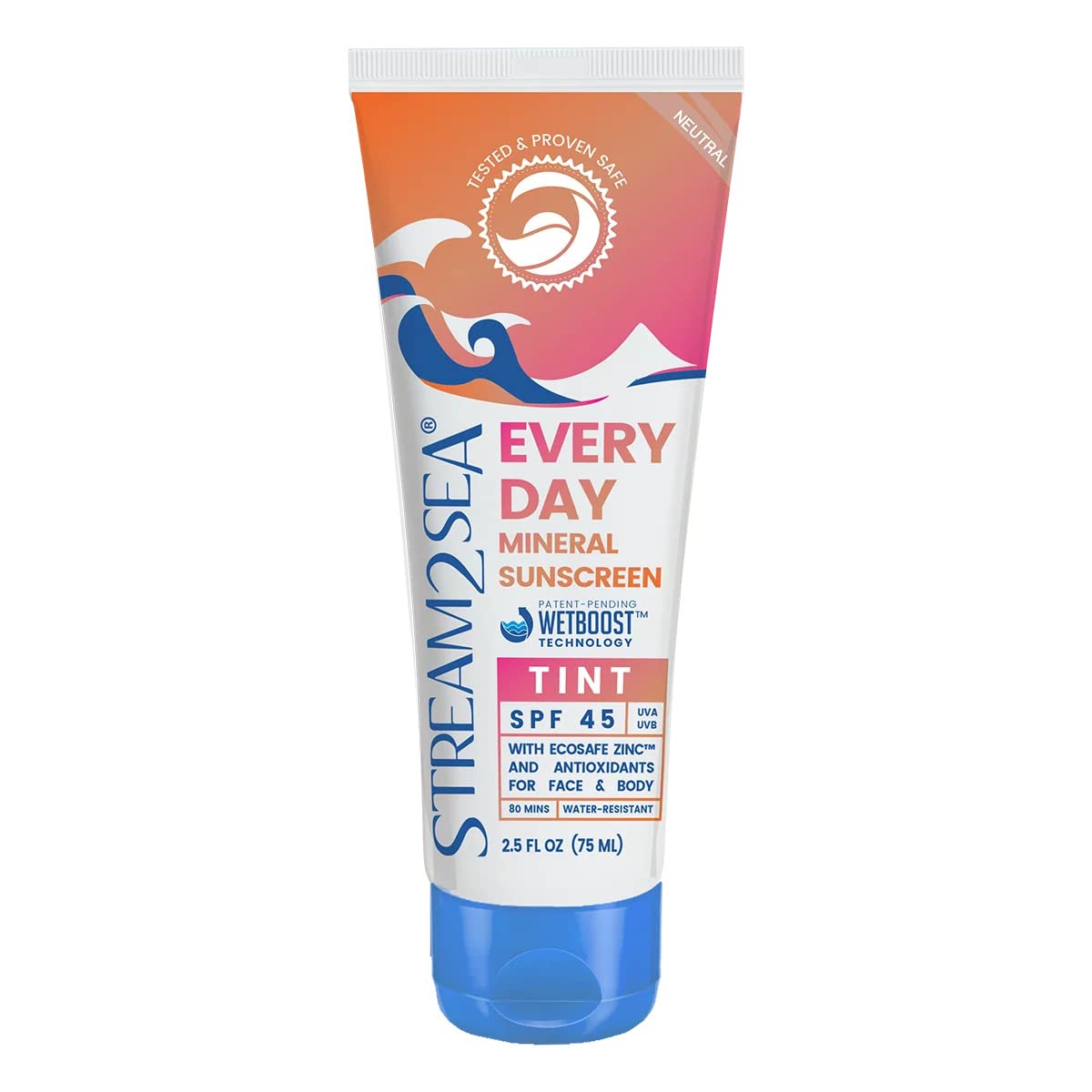 SPF 45 Every Day Tint Mineral Sunscreen | 2.5 Fl Oz Biodegradable, Paraben Free & Reef Safe | Non-Greasy Tinted Sunscreen For Face & Body Protection Against UVA & UVB