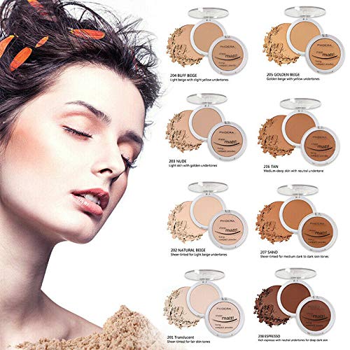 AQUAPURITY - PHOERA Sheer Matte Fixing Powder Makeup Base Fixer Setting Powder Foundation Fixing Compact Pressed Powder Long Lasting Make Up Fixer Skin Vitamin E Beauty Blender (202 Natural Beige…)