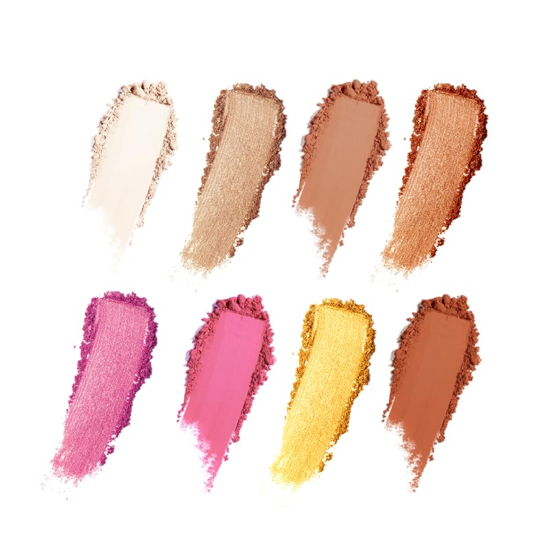 Profusion Cosmetics Frosted Snow Sparkle 19 PC Beauty Box, 1Pc Gorgeous Travel Bag, Eyeliner Pencil, Lip Gloss, Face Mist, 2Pc Lip Mask, 3 Pc Makeup Brushes and 3 Shade Face Palette, 8 Shade Palette