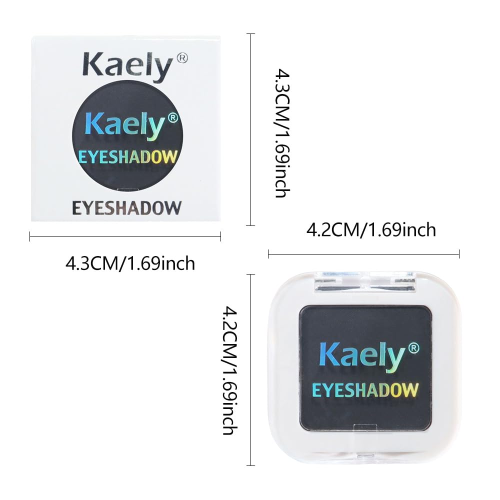 Kaely Pressed Single Eyeshadow Makeup, Black Matte Highly Pigmented Monochrome Eye Shadow Palette, Waterproof Neutral Powder Mini Eyeshadow, sombras para ojos, Lightweight Blendable, 07