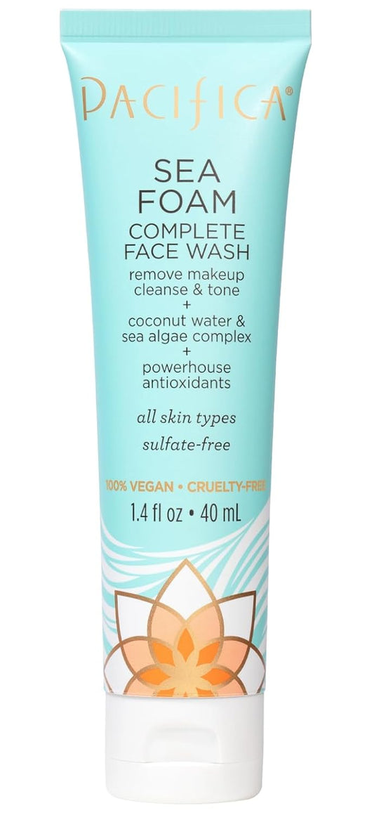 Pacifica Face Wash - Sea Foam Mini Travel Size, Skincare, Daily Gentle Foaming Cleanser, Makeup Remover, Face Cleanser, Skin Care, For Combination and Oily Skin, Vegan, 1.4 fl oz (1 Count)