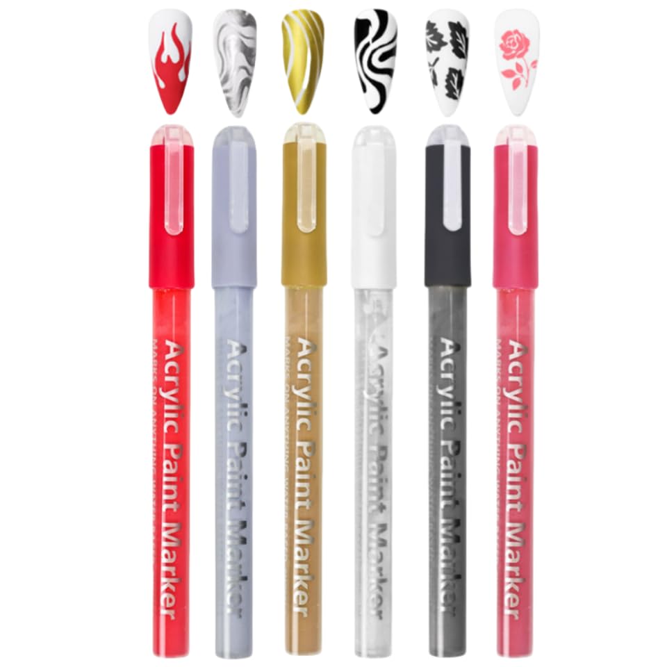 Nail Polish Pens Set, Nail Art Pens, Nail Pencil, DIY Drawing Painting Pen, for Nails DIY (6colors set 01-0.7mm)