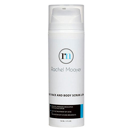 Rachel Moayer Skincare Acne Face & Body Scrub with 2.5% Micronized Benzoyl Peroxide, Facial Exfoliating Scrub for Acne Care, No Prescription Needed